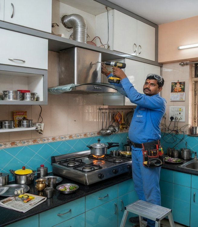 Appliance installation service at Indian home
